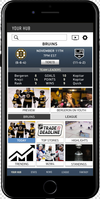 Nhl App   My Hub   Today   Bruins   Smartphone  HD Png DownloadTransparent PNG