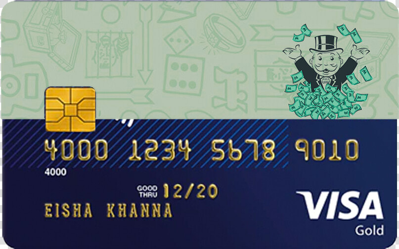 Monopoly Money Splash Credit And Debit Card Sticker   Visa Card  HD Png DownloadTransparent PNG