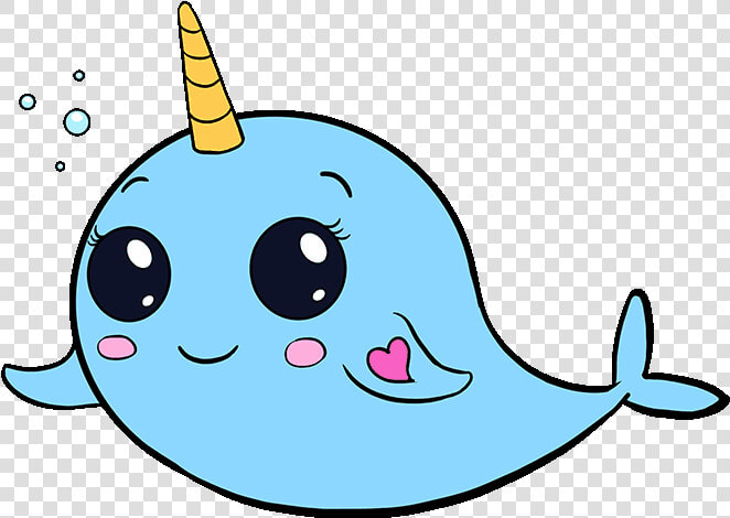 How To Draw Cute Narwhal   Dolphin Drawing Easy Cute  HD Png DownloadTransparent PNG