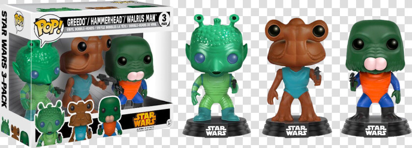 Greedo  Hammerhead  amp  Walrus Man Pop Vinyl Figure 3 pack   Star Wars Funko Pop Greedo  HD Png DownloadTransparent PNG