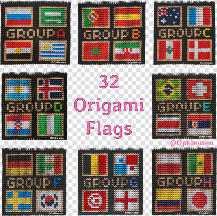 32 Origami Country Flags Fifa World Cup Edition   Woven Fabric  HD Png DownloadTransparent PNG