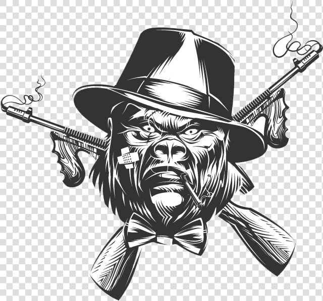 Gorilla Drawing Gangster   Gangster Gorilla Tattoo  HD Png DownloadTransparent PNG