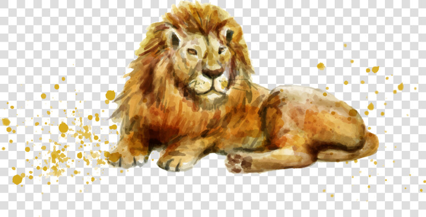 Lion  unique Bargains Bedroom Cotton Linen Lion Pattern   Hand Painted Animals Vector  HD Png DownloadTransparent PNG