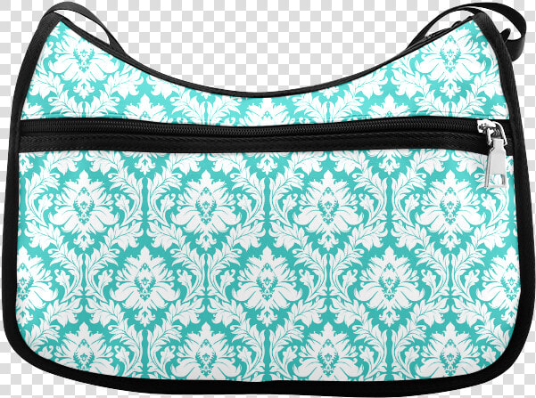 Damask Pattern Turquoise And White Crossbody Bags   Handbag  HD Png DownloadTransparent PNG