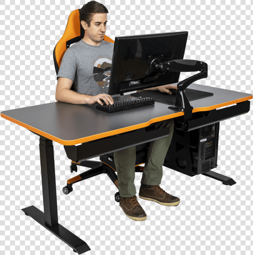 Am Gaming Tisch Von Leetdesk Sitzen   Leetdesk  HD Png DownloadTransparent PNG