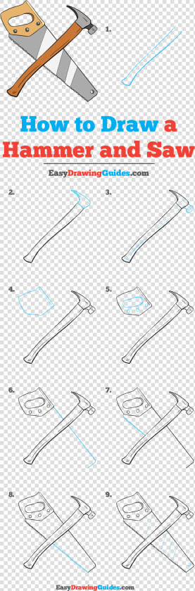 How To Draw Hammer And Saw   Draw A Hammer Step By Step  HD Png DownloadTransparent PNG