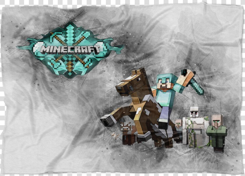 Minecraft Fleece Blanket Steve Diamond Grey Blanket   Illustration  HD Png DownloadTransparent PNG