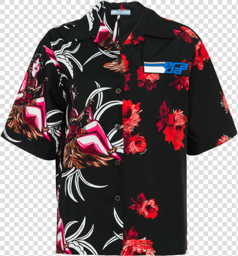 Prada Printed Cotton Poplin Shirt  HD Png DownloadTransparent PNG