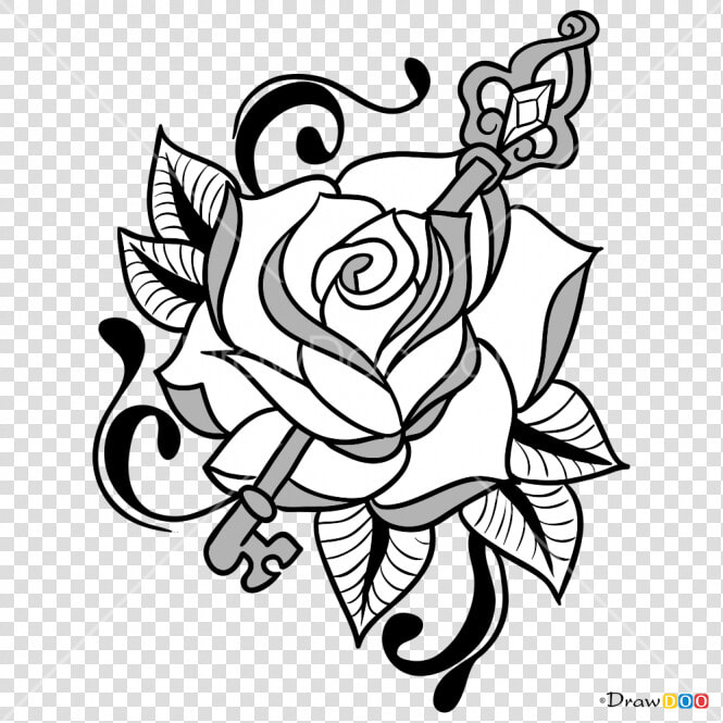 665 X 665   Rose And Key Drawing  HD Png DownloadTransparent PNG