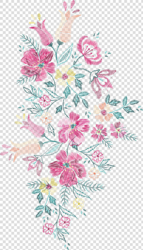 Flower Embroidery Euclidean Vector Floral Design   Embroidery With Transparent Background Png  Png DownloadTransparent PNG