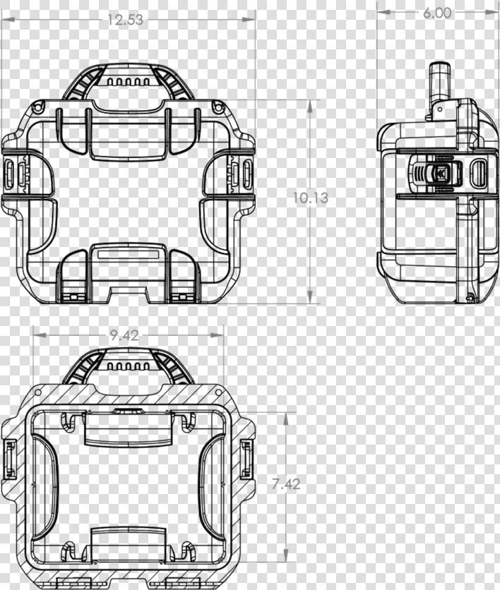 Dimensions Of The Nanuk 905 Dji Spark Hard Case   Technical Drawing  HD Png DownloadTransparent PNG