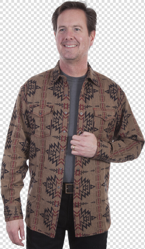 Scully Men S Long Sleeve Aztec Pattern Over Shirt W button   Hand  HD Png DownloadTransparent PNG