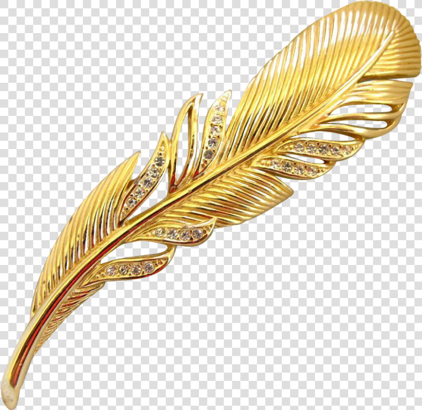 This Christian Dior Gold Plated And Rhinestone Feather   Earrings  HD Png DownloadTransparent PNG