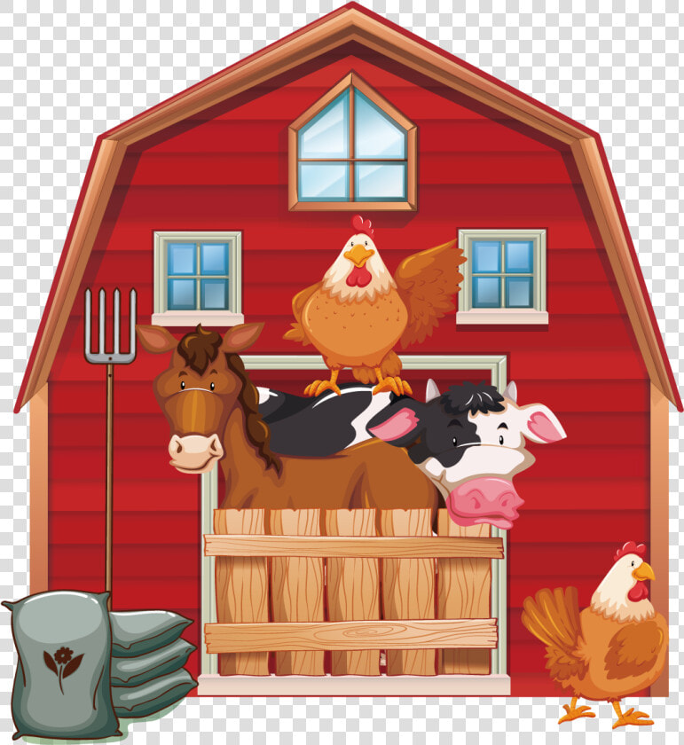 Cattle Silo Farm Barn Clip Art   Barn With Animals Clipart  HD Png DownloadTransparent PNG