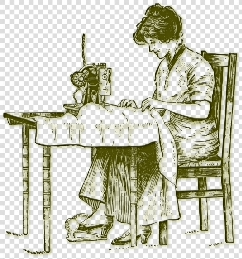 Sewing Woman Vintage   Sewing Machine Drawing Png  Transparent PngTransparent PNG