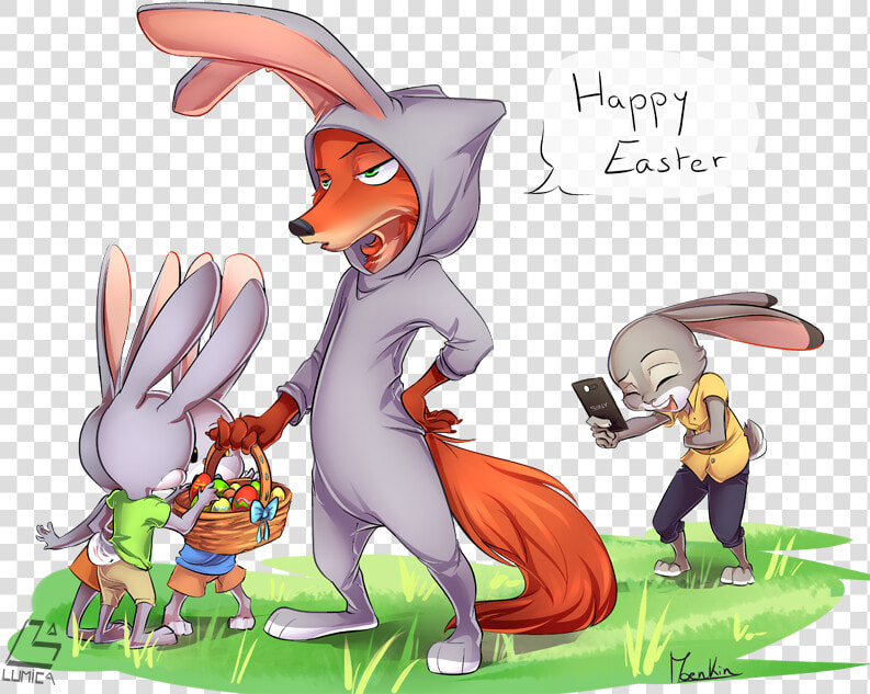 Appy Easter Lumica Nick Wilde Lt   Zootopia Judy And Nick Cute  HD Png DownloadTransparent PNG