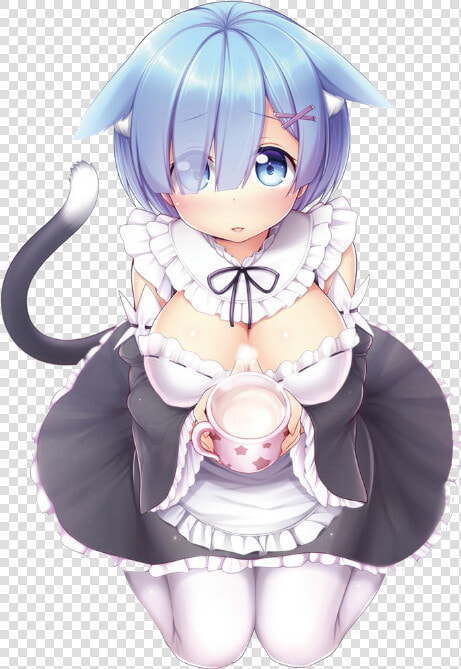   anime  animegirl  rezero  rem  catgirl  cute   Rem Neko  HD Png DownloadTransparent PNG