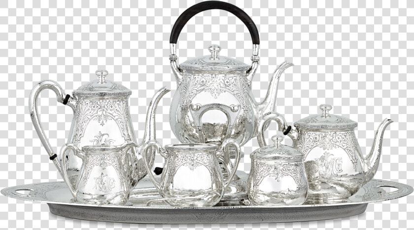 Eleder Hickok Seven Piece Coffee And Tea Service   Silver Tea Transparent  HD Png DownloadTransparent PNG