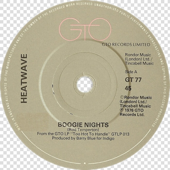 Boogie Nights By Heatwave Uk Vinyl Grey Label   Cd  HD Png DownloadTransparent PNG