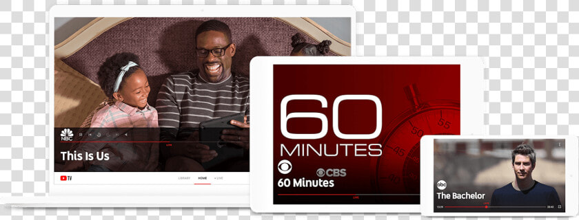 Youtube Tv Mockups On A Laptop  Tablet  And Smartphone   60 Minutes  HD Png DownloadTransparent PNG