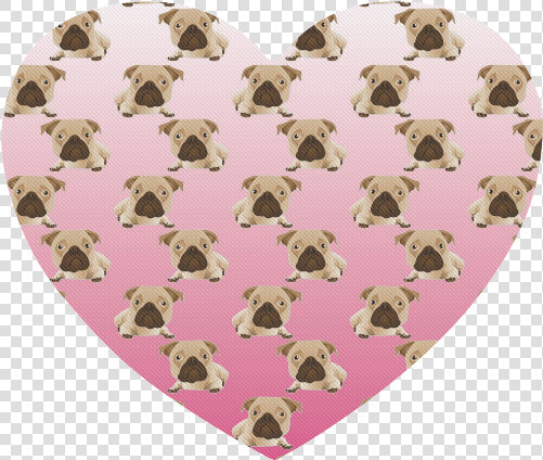 Cute Pugs On Pink Gradient Background Heart shaped  HD Png DownloadTransparent PNG