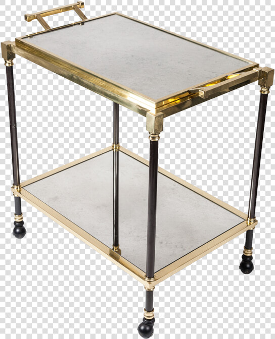 Vintage Brass Bronze Antiqued Mirror Bar Cart With   End Table  HD Png DownloadTransparent PNG