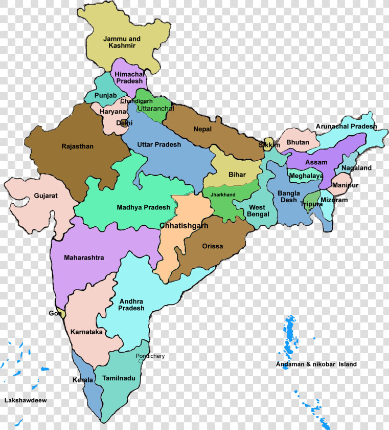 Transparent India Map Png   28 States Of India In Map  Png DownloadTransparent PNG