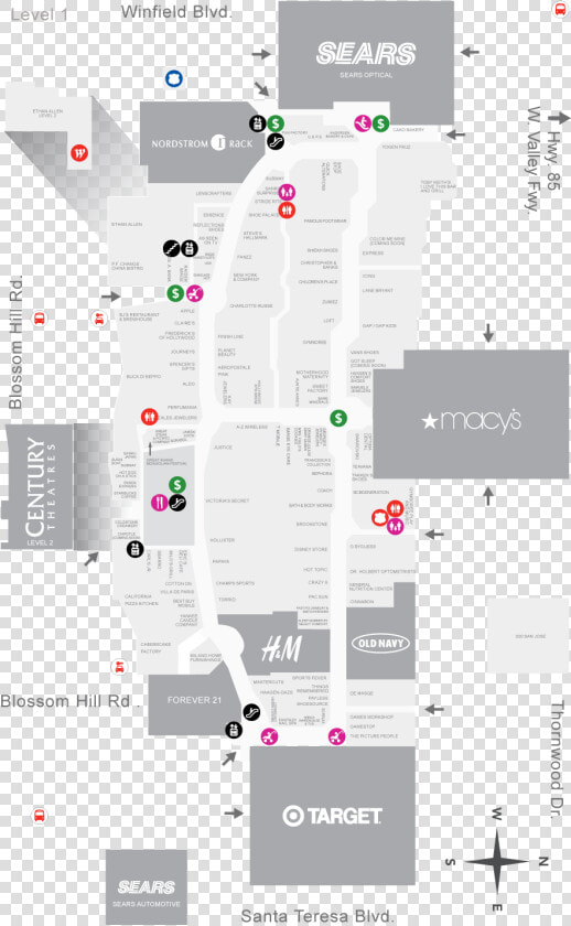 Oakridge Stores Mall Map San Jose Ca   Png Download   Oakridge Mall Map  Transparent PngTransparent PNG