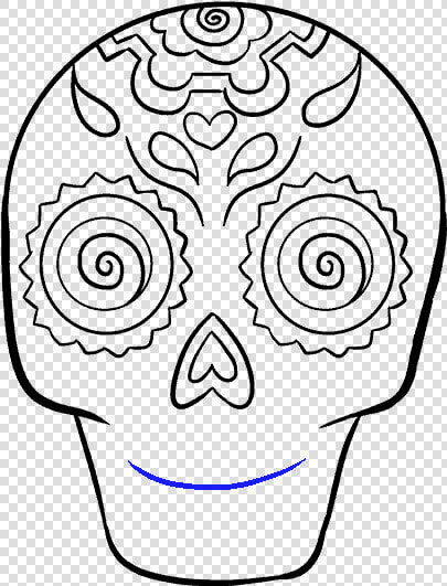 How To Draw Sugar Skull   Easy To Draw Day Of The Dead Skull  HD Png DownloadTransparent PNG