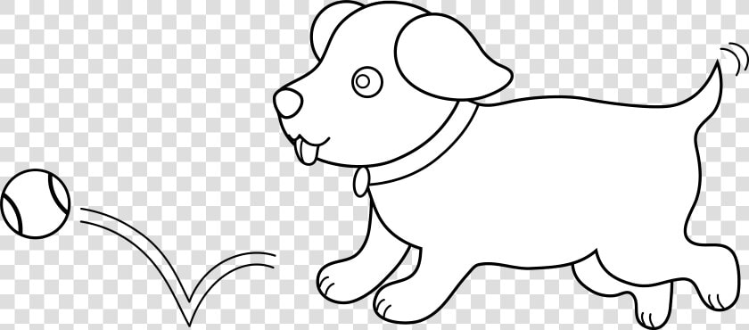 Cute Dog Clipart Black And White   Dog Playing Fetch Clip Art Black And White  HD Png DownloadTransparent PNG