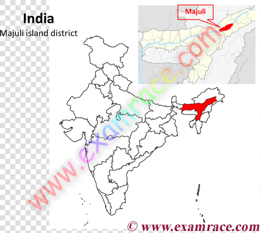 Majuli Island District Location On India Map   Political Map Of India  HD Png DownloadTransparent PNG