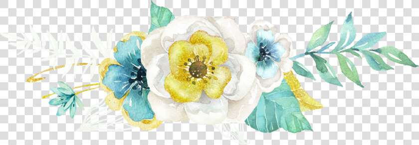 Teal Watercolor Flower Clipart Picture Freeuse Mint amp gold   Mint Flower Watercolor Png  Transparent PngTransparent PNG