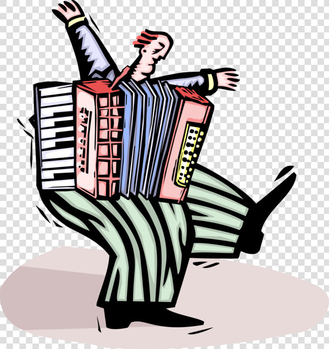 Vector Illustration Of Musician Plays Accordion Bellows driven   Cartoon Accordion  HD Png DownloadTransparent PNG