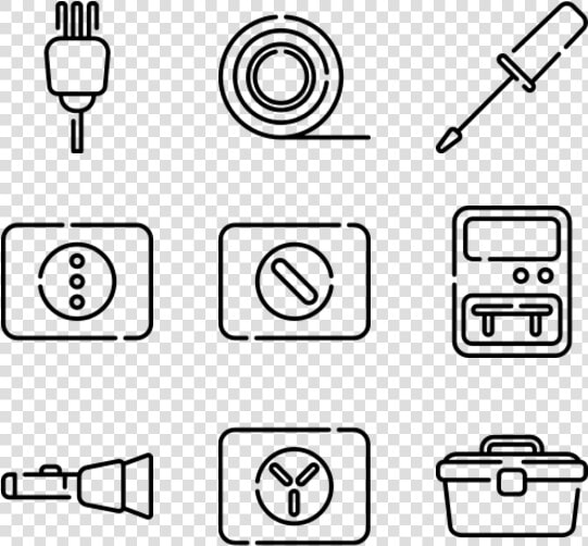 Electrician Tools And Elements   Line Art  HD Png DownloadTransparent PNG