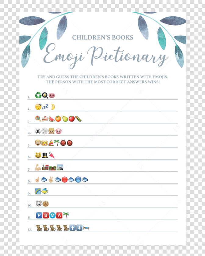 Leaf Baby Shower Emoji Pictionary Game Printable By   Emoji Baby Shower Game  HD Png DownloadTransparent PNG