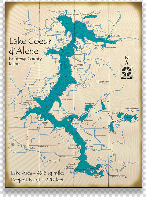 Lake Coeur D Alene Map  HD Png DownloadTransparent PNG