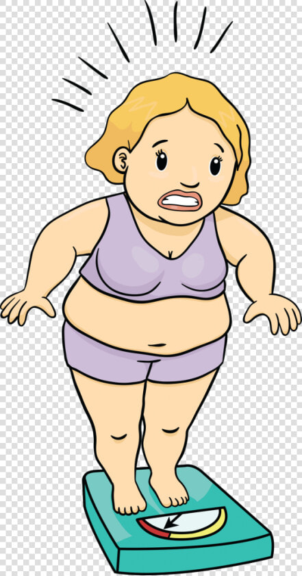 Shocked Woman Over Weight On Scale Cartoon   Weight Gain Cartoon  HD Png DownloadTransparent PNG