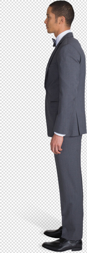 Charcoal Gray Notch Lapel Suit   Side View Of A Standing Person Png  Transparent PngTransparent PNG