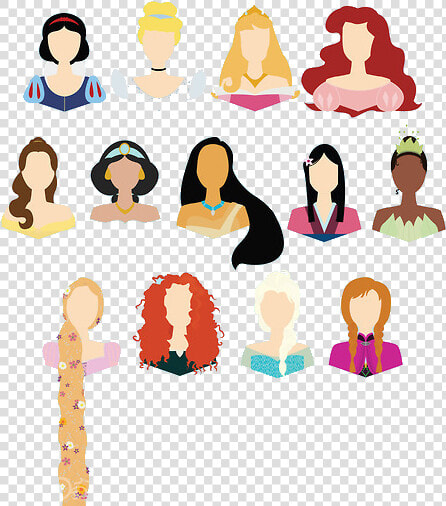 Ariel Disney Princess Rapunzel Elsa The Walt Disney   Minimalist Disney Princess  HD Png DownloadTransparent PNG