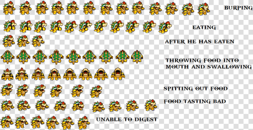 Bowser Sprites Png Freeuse Stock   Bowser Sprite Sheet Transparent  Png DownloadTransparent PNG