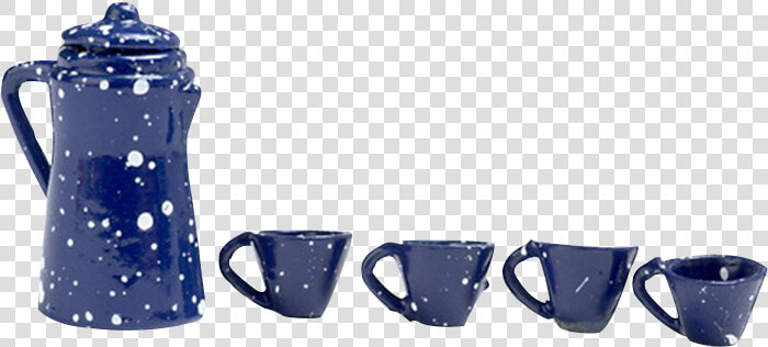 1 Inch Scale Blue Spatter Dollhouse Coffee Set   Blue And White Porcelain  HD Png DownloadTransparent PNG