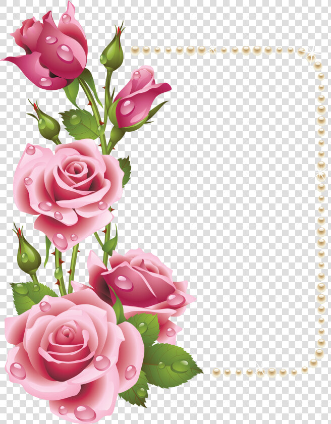 Large Transparent Frame With Pink Roses And Pearls   Happy Sunday Quotes In Urdu  HD Png DownloadTransparent PNG