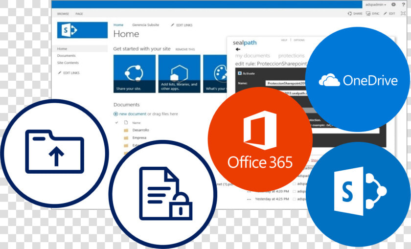 Automatic Protection In Office 365  Sharepoint And   Sharepoint  HD Png DownloadTransparent PNG