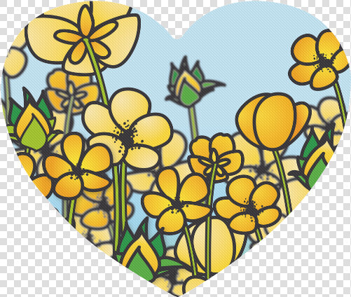 Buttercup Flower Field Yellow Floral Arrangement Heart shaped   Heart  HD Png DownloadTransparent PNG