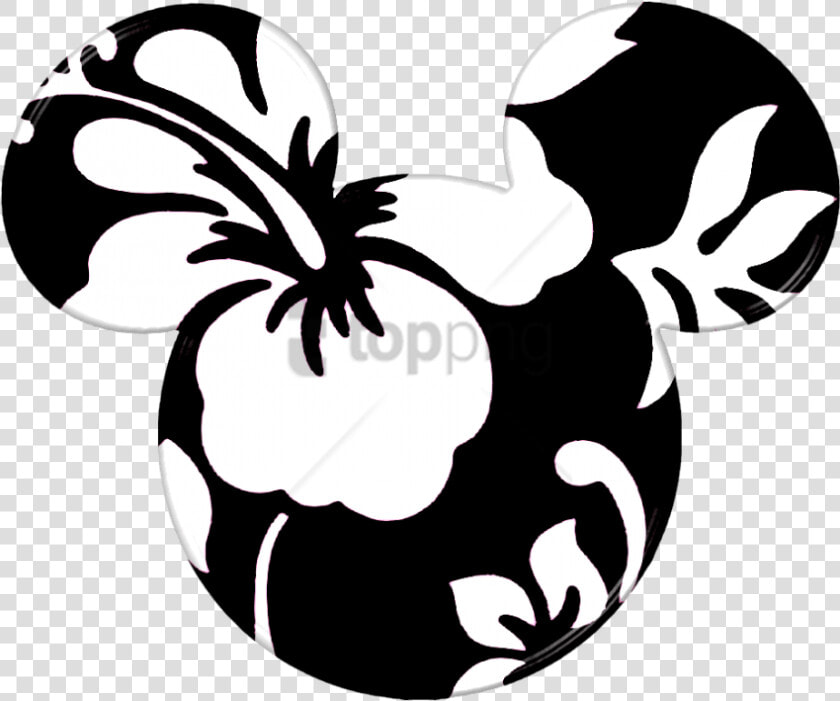 Black And White clip Art plant monochrome   Mickey Mouse Ears Hawaiian  HD Png DownloadTransparent PNG