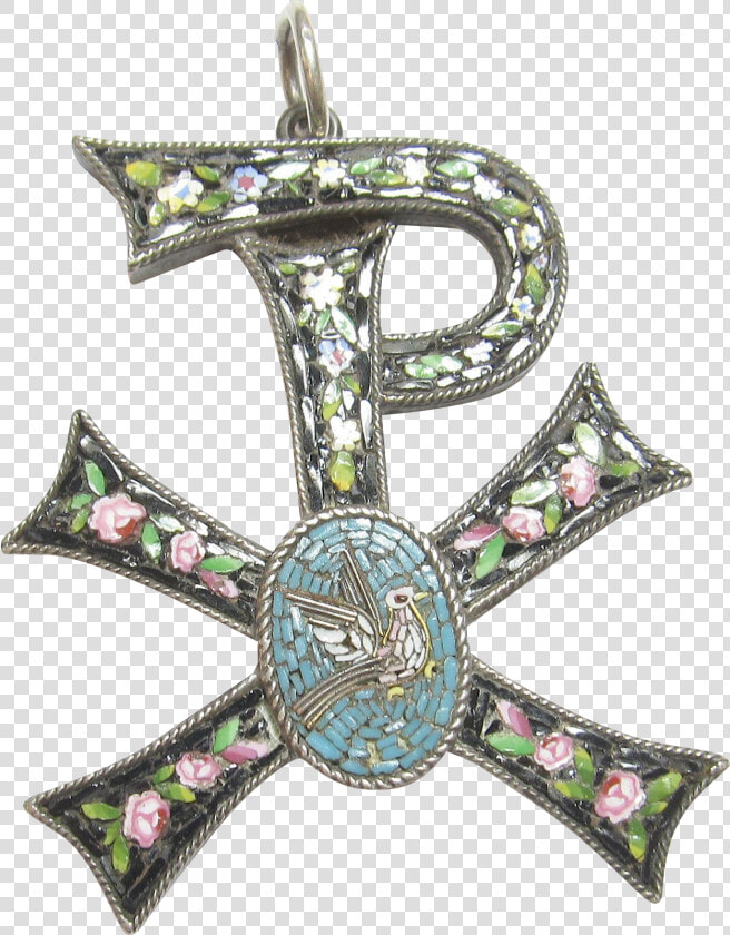 1890 S Victorian Sterling Silver Micro Mosaic Bird   Cross  HD Png DownloadTransparent PNG