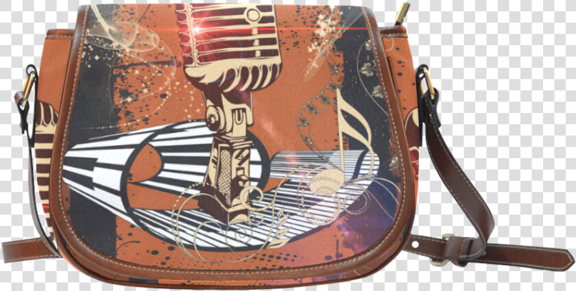 Music  Golden Microphone And Piano Saddle Bag large   Handbag  HD Png DownloadTransparent PNG