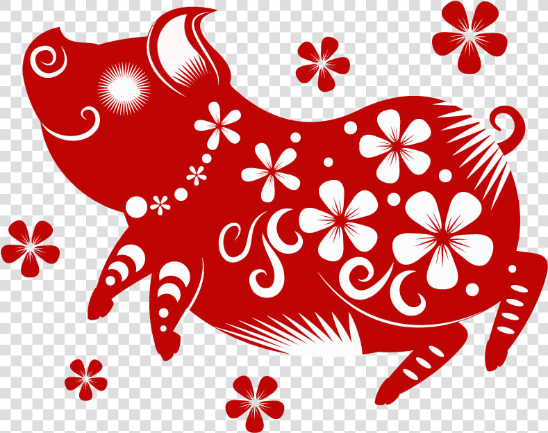 Happy Paper cut Pigs Celebrate New Year S Day   Chinese Cutting Paper Pig  HD Png DownloadTransparent PNG