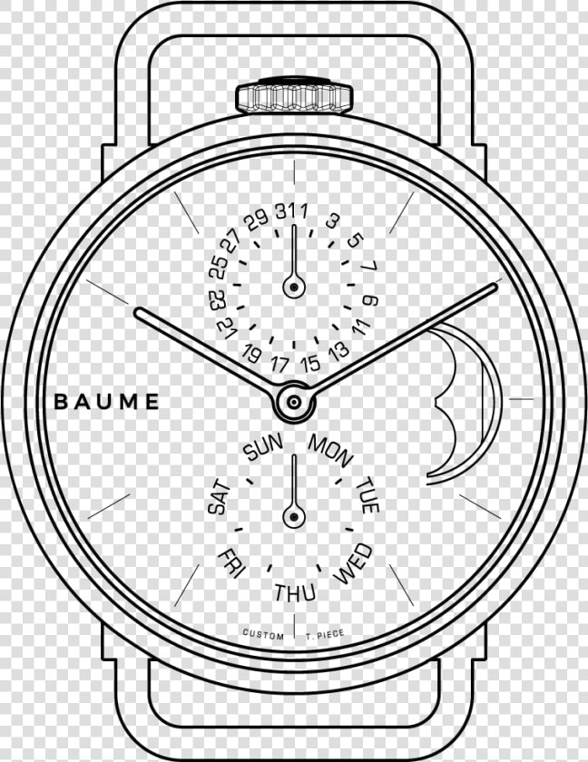 Custom Watch 35mm Moonphase   Line Art  HD Png DownloadTransparent PNG