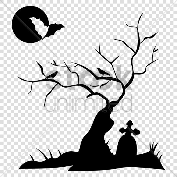 Silhouette Of Grave Clipart Headstone Clip Art   Grave Tree Vector Png  Transparent PngTransparent PNG